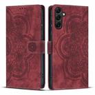For Samsung Galaxy S25+ 5G Mandala Embossed Retro Frosted Leather Phone Case(Red) - 1