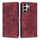 For Samsung Galaxy S25 Ultra 5G Mandala Embossed Retro Frosted Leather Phone Case(Red) - 1