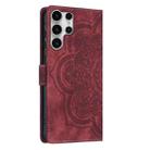 For Samsung Galaxy S25 Ultra 5G Mandala Embossed Retro Frosted Leather Phone Case(Red) - 3
