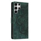 For Samsung Galaxy S25 Ultra 5G Mandala Embossed Retro Frosted Leather Phone Case(Green) - 3