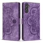 For Samsung Galaxy S24 FE 5G Mandala Embossed Retro Frosted Leather Phone Case(Purple) - 1