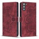 For Samsung Galaxy S23+ 5G Mandala Embossed Retro Frosted Leather Phone Case(Red) - 1