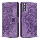 For Samsung Galaxy S23+ 5G Mandala Embossed Retro Frosted Leather Phone Case(Purple) - 1