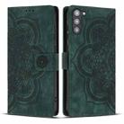 For Samsung Galaxy S23 5G Mandala Embossed Retro Frosted Leather Phone Case(Green) - 1