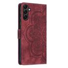 For Samsung Galaxy S23 FE 5G Mandala Embossed Retro Frosted Leather Phone Case(Red) - 3