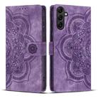 For Samsung Galaxy S23 FE 5G Mandala Embossed Retro Frosted Leather Phone Case(Purple) - 1