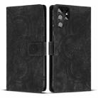 For Samsung Galaxy S22 Ultra 5G Mandala Embossed Retro Frosted Leather Phone Case(Black) - 1