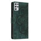 For Samsung Galaxy S21 Ultra 5G Mandala Embossed Retro Frosted Leather Phone Case(Green) - 3