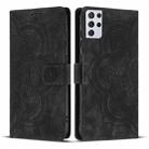 For Samsung Galaxy S21 Ultra 5G Mandala Embossed Retro Frosted Leather Phone Case(Black) - 1