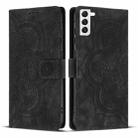 For Samsung Galaxy S22+ 5G Mandala Embossed Retro Frosted Leather Phone Case(Black) - 1