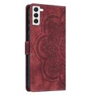For Samsung Galaxy S21 5G Mandala Embossed Retro Frosted Leather Phone Case(Red) - 3