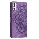 For Samsung Galaxy S21 5G Mandala Embossed Retro Frosted Leather Phone Case(Purple) - 3