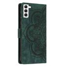 For Samsung Galaxy S21 5G Mandala Embossed Retro Frosted Leather Phone Case(Green) - 3