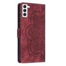 For Samsung Galaxy S21+ 5G Mandala Embossed Retro Frosted Leather Phone Case(Red) - 3