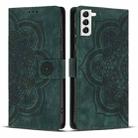 For Samsung Galaxy S21+ 5G Mandala Embossed Retro Frosted Leather Phone Case(Green) - 1
