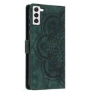 For Samsung Galaxy S21+ 5G Mandala Embossed Retro Frosted Leather Phone Case(Green) - 3