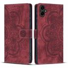 For Samsung Galaxy S25 FE 5G Mandala Embossed Retro Frosted Leather Phone Case(Red) - 1