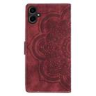 For Samsung Galaxy S25 FE 5G Mandala Embossed Retro Frosted Leather Phone Case(Red) - 3