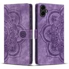 For Samsung Galaxy S25 FE 5G Mandala Embossed Retro Frosted Leather Phone Case(Purple) - 1