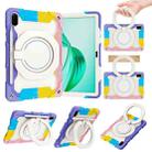 For Honor Pad X9 / X8a Armor Portable Rotating Ring Holder Silicone Tablet Case(Colorful Pink) - 1