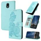 For Kyocera DIGNO BX Datura Flower Embossed Flip Leather Phone Case(Light Blue) - 1