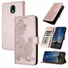 For Kyocera DIGNO BX Datura Flower Embossed Flip Leather Phone Case(Rose Gold) - 1