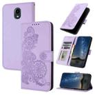For Kyocera DIGNO BX Datura Flower Embossed Flip Leather Phone Case(Purple) - 1