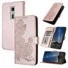 For Kyocera Urbano V04 KYV45 Datura Flower Embossed Flip Leather Phone Case(Rose Gold) - 1