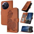 For TCL 50 NxtPaper Datura Flower Embossed Flip Leather Phone Case(Brown) - 1