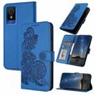 For TCL 501 Datura Flower Embossed Flip Leather Phone Case(Blue) - 1