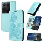 For TCL 503 Datura Flower Embossed Flip Leather Phone Case(Light Blue) - 1