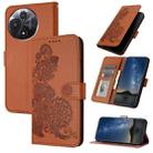 For TCL 60R 5G Datura Flower Embossed Flip Leather Phone Case(Brown) - 1