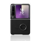 For Huawei Pura X Electroplated Plain Leather Phone Case with Ring(Black) - 1