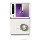 For Huawei Pura X Electroplated Plain Leather Phone Case with Ring(White) - 1