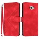 For Kyocera Basio 4 / Kantan Sumaho 2 A001KC Line Pattern Skin Feel Leather Phone Case(Red) - 1