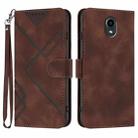 For Kyocera DIGNO BX Line Pattern Skin Feel Leather Phone Case(Coffee) - 1