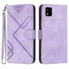 For Kyocera Kantan Sumaho3 A205KC Line Pattern Skin Feel Leather Phone Case(Light Purple) - 1