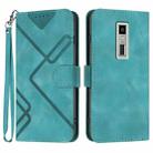 For Kyocera Urbano V04 KYV45 Line Pattern Skin Feel Leather Phone Case(Light Blue) - 1