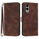 For Fujitsu Arrows We2 Line Pattern Skin Feel Leather Phone Case(Coffee) - 1