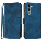 For Fujitsu Arrows We2 Plus Line Pattern Skin Feel Leather Phone Case(Royal Blue) - 1