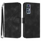 For TCL 30 5G / 30+ Line Pattern Skin Feel Leather Phone Case(Black) - 1