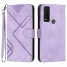 For TCL 30 XE 5G Line Pattern Skin Feel Leather Phone Case(Light Purple) - 1