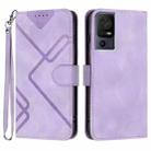 For TCL 40 SE Line Pattern Skin Feel Leather Phone Case(Light Purple) - 1