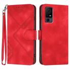 For TCL 40 XL Line Pattern Skin Feel Leather Phone Case(Red) - 1