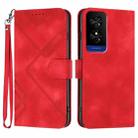 For TCL 50 5G / 50 XE / 50 XE NXTpaper Line Pattern Skin Feel Leather Phone Case(Red) - 1