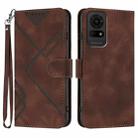 For TCL 50 LE Line Pattern Skin Feel Leather Phone Case(Coffee) - 1