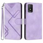 For TCL 403 Line Pattern Skin Feel Leather Phone Case(Light Purple) - 1