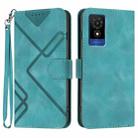 For TCL 501 Line Pattern Skin Feel Leather Phone Case(Light Blue) - 1