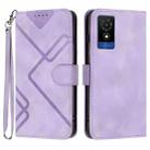 For TCL 501 Line Pattern Skin Feel Leather Phone Case(Light Purple) - 1