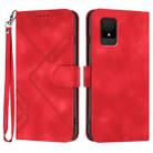 For TCL 502 Line Pattern Skin Feel Leather Phone Case(Red) - 1